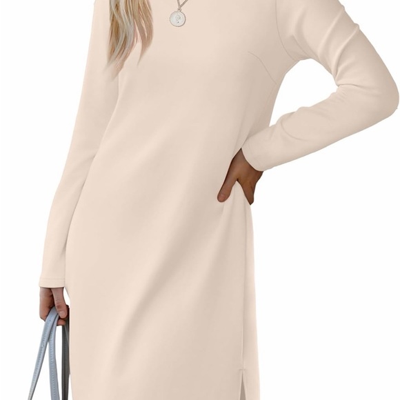 NEW Sampeel Beige Casual Long Sleeve Soft Cozy Travel Airport Dress M - Picture 5 of 5